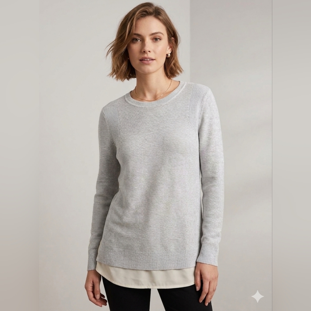 Hilary Radley | Mixed Media Layered Knit Sweater